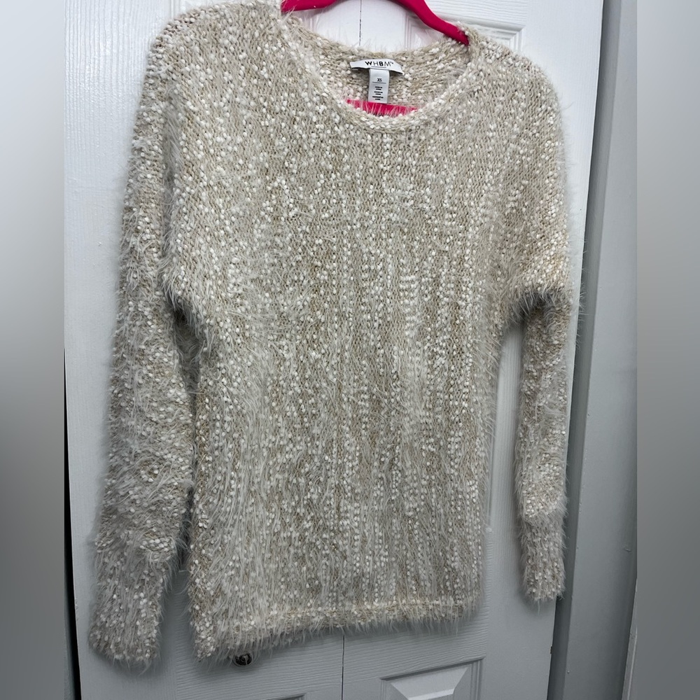 White House Black Market gold and white sweater